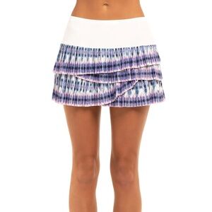 Lucky in Love pleated batik tennis skort size XS white purple blue